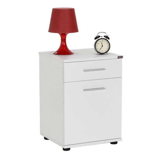 Hanah Home Kmd-511-Bb-1 Mesilla de Noche Blanca 40x57x39cm con Cajón para Dormitorio Elegante y Sereno